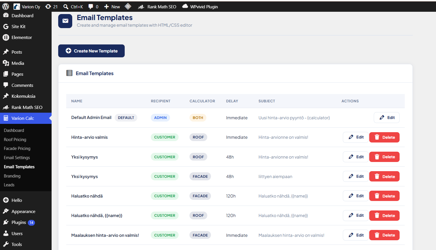 Varian content management dashboard built by Divenclave